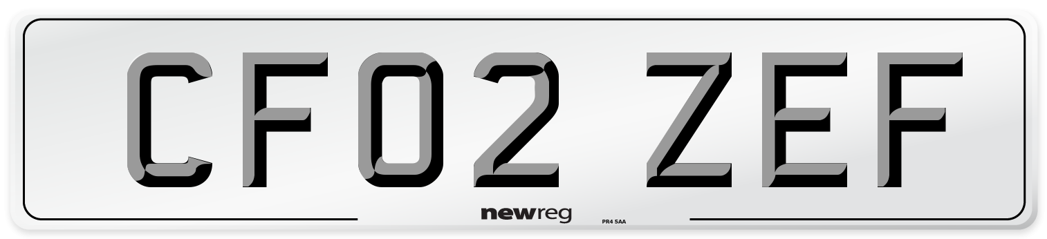 CF02 ZEF Number Plate from New Reg